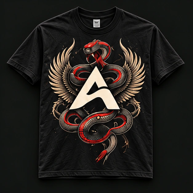 SNAKE WINGS TEE in zwart